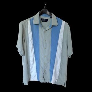 Nat Nast Luxury Originals Silk Shirt Mens Large American Fit Colorblock Green L